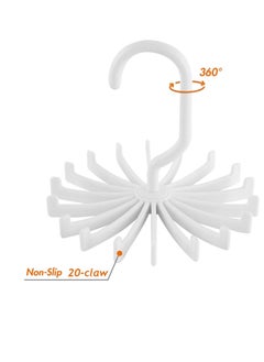 KASTWAVE Multifunctional Tie Rack, 20-Claw Hanger, 4.4 Inches Large Size Twirl Plastic Ties Hanger for Women Men Home Bedroom Supplies Rotating Belt Scarf Hanger Holder Hook for Closet Storage (8 Pack White)…  - Image 5