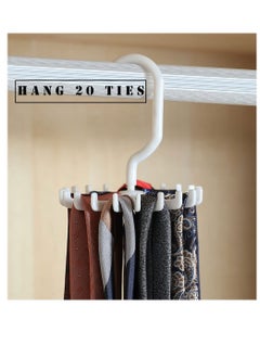 KASTWAVE Multifunctional Tie Rack, 20-Claw Hanger, 4.4 Inches Large Size Twirl Plastic Ties Hanger for Women Men Home Bedroom Supplies Rotating Belt Scarf Hanger Holder Hook for Closet Storage (8 Pack White)…  - Image 4