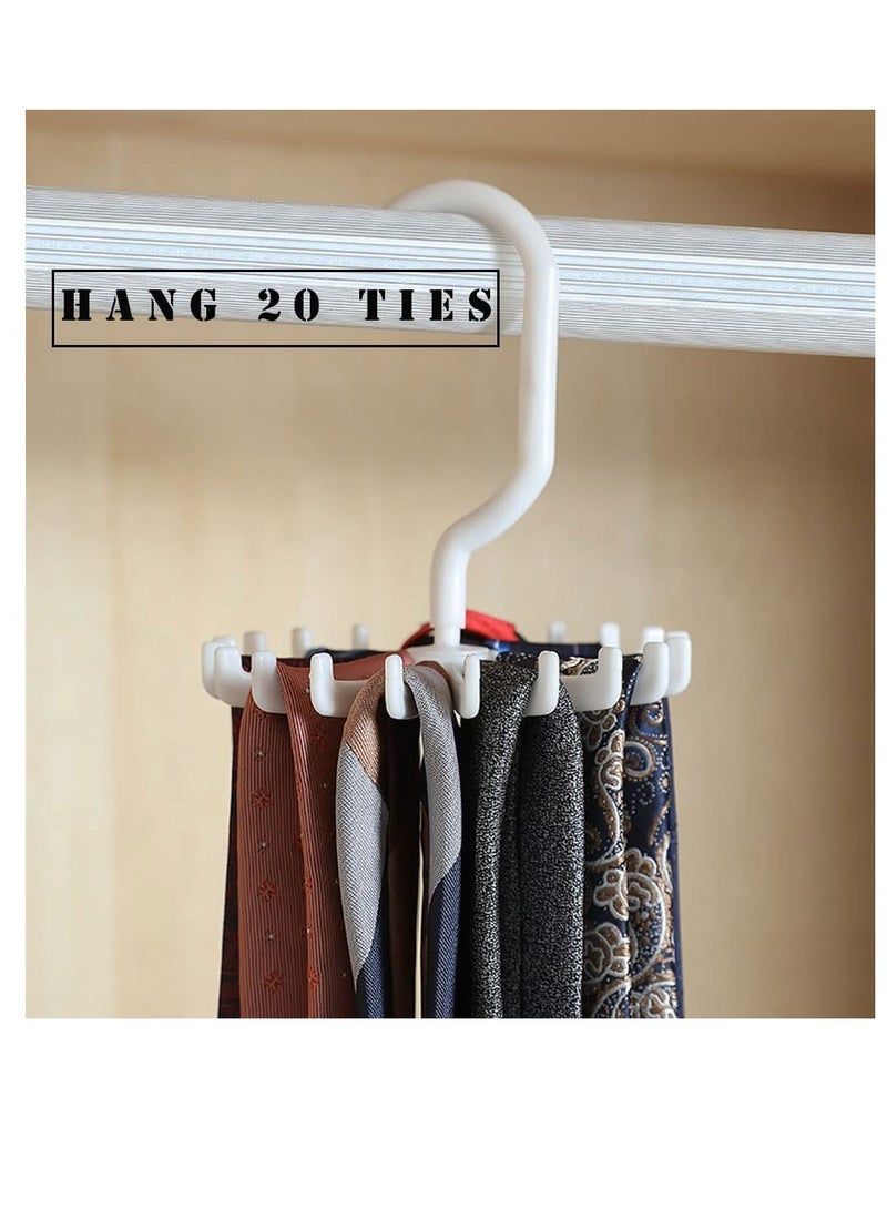 KASTWAVE Multifunctional Tie Rack, 20-Claw Hanger, 4.4 Inches Large Size Twirl Plastic Ties Hanger for Women Men Home Bedroom Supplies Rotating Belt Scarf Hanger Holder Hook for Closet Storage (8 Pack White)…  - Image 4