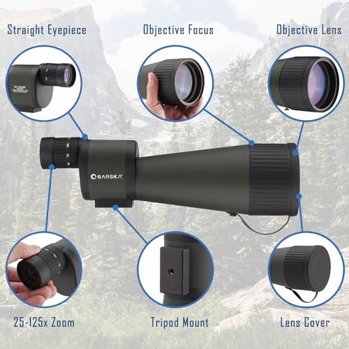 BARSKA Benchmark 18-90x88 Straight Spotting Scope with Handheld Tripod, Table Top Tripod, Soft Carrying Case And Hard Case, Green/Black/Dark Green - Image 2