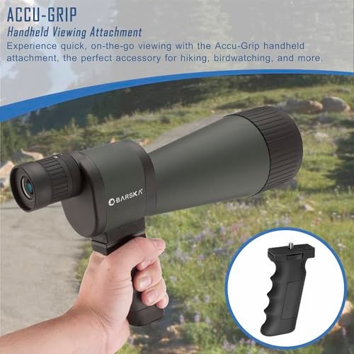 BARSKA Benchmark 18-90x88 Straight Spotting Scope with Handheld Tripod, Table Top Tripod, Soft Carrying Case And Hard Case, Green/Black/Dark Green - Image 5