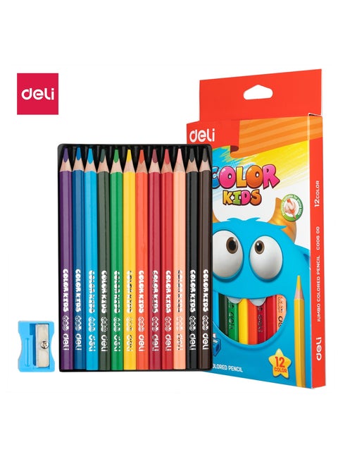 12-Piece Jumbo Colour Pencils With A Sharpener Packing May Vary