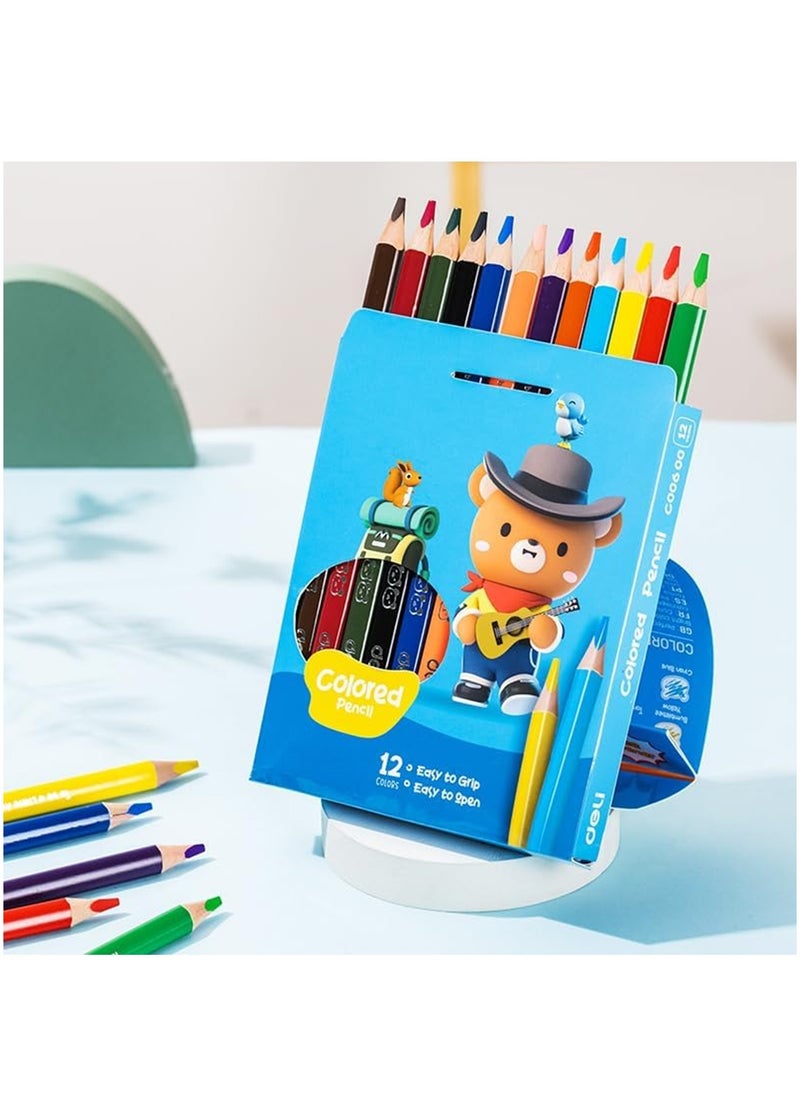 Deli - 12-Piece Jumbo Colour Pencils With A Sharpener Packing May Vary - Image 1