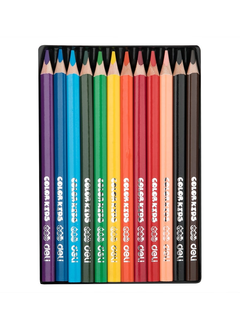 Deli - 12-Piece Jumbo Colour Pencils With A Sharpener Packing May Vary - Image 1