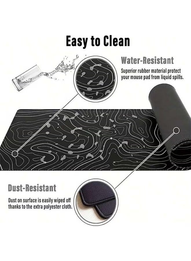لوحة ماوس كبيرة، لوحة ماوس ألعاب ممتدة، قاعدة مطاطية مضادة للانزلاق، وسادة ماوس مكتبية، سطح مكتب، سطح أملس من القماش، وسادات ماوس للوحة المفاتيح لأجهزة الكمبيوتر (800 * 300 * 3 مم) أسود - Image 3