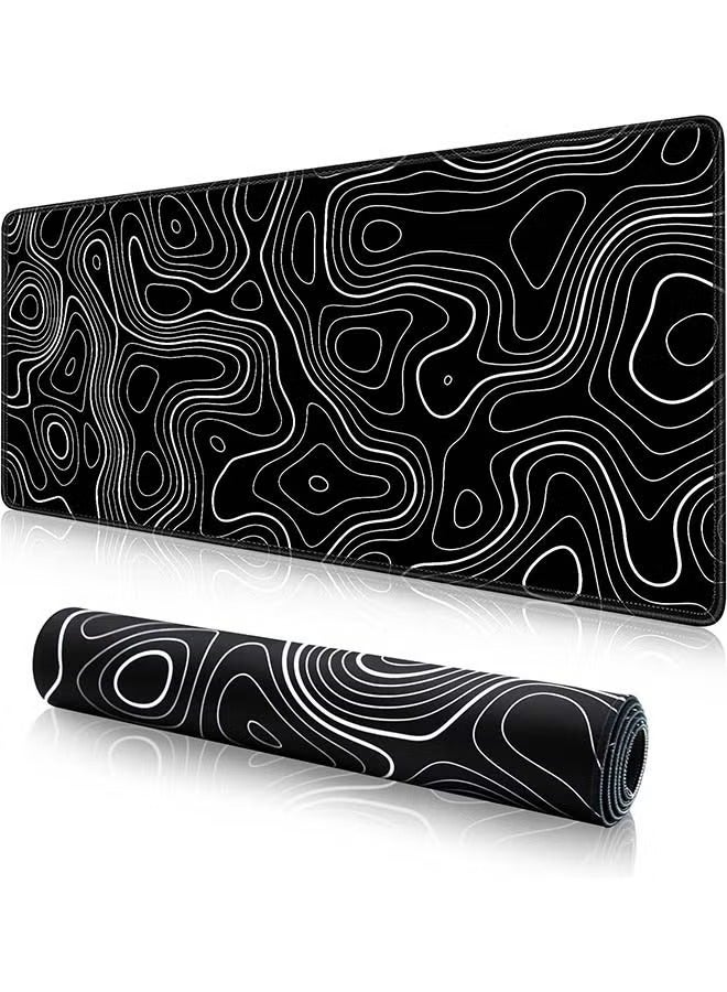 لوحة ماوس كبيرة، لوحة ماوس ألعاب ممتدة، قاعدة مطاطية مضادة للانزلاق، وسادة ماوس مكتبية، سطح مكتب، سطح أملس من القماش، وسادات ماوس للوحة المفاتيح لأجهزة الكمبيوتر (800 * 300 * 3 مم) أسود - Image 1