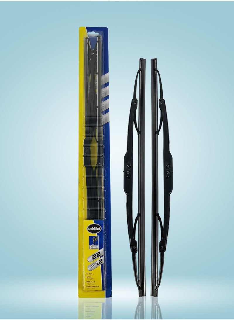 3XR - 2 Pcs Car Wiper Blades. Professional Grade 22" Universal Car Wiper Blades. 2 Pcs Set - 100 MILES - Image 1