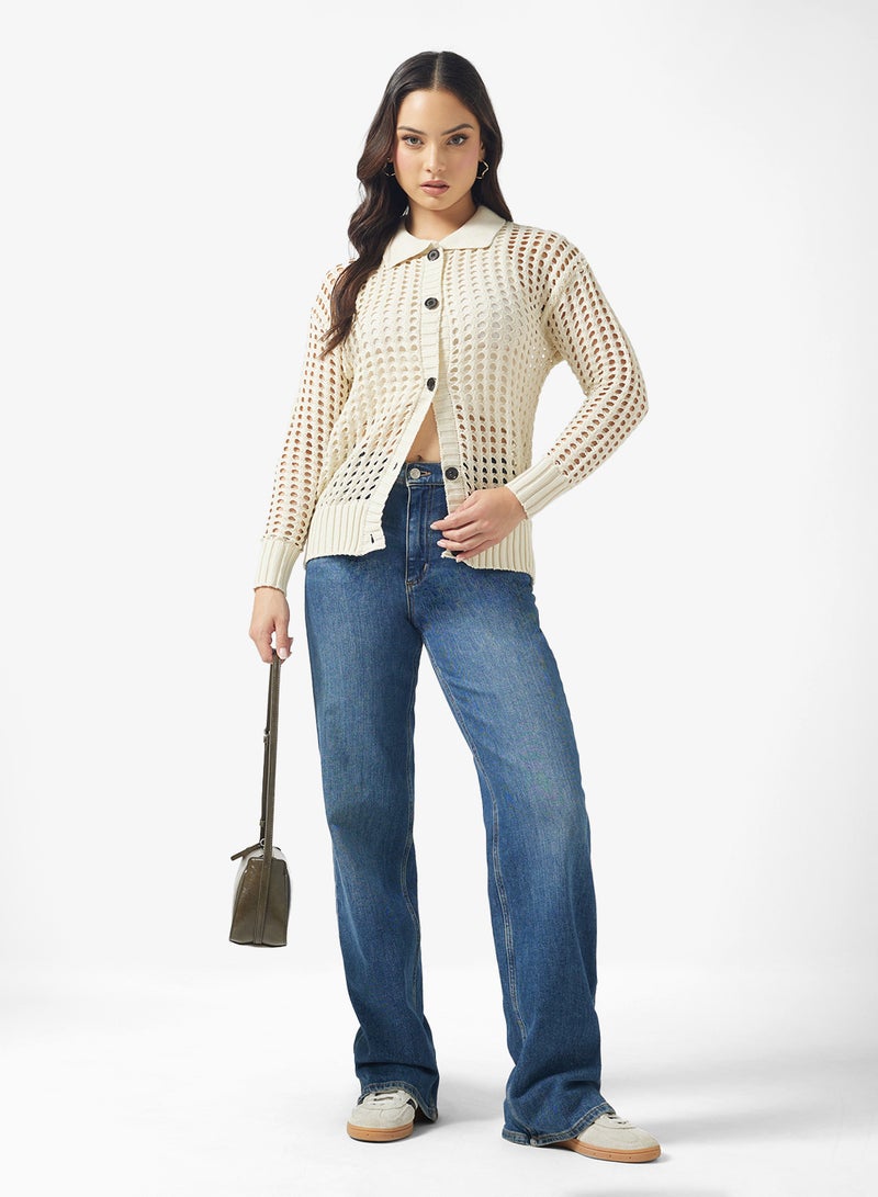 جينجر كارديجان محبوك بأزرار مفتوحة - Image 4