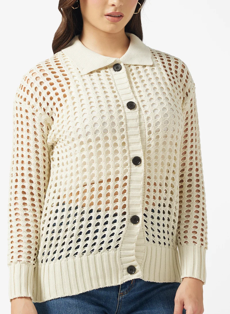 جينجر كارديجان محبوك بأزرار مفتوحة