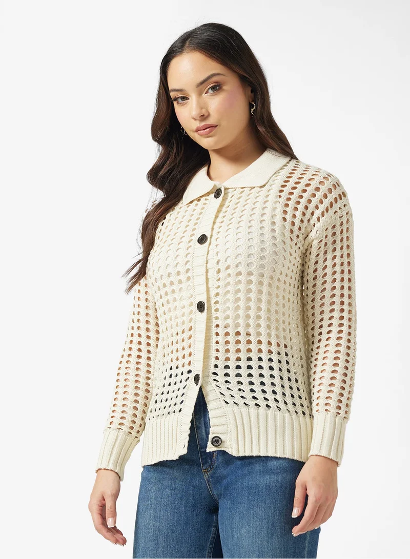 جينجر كارديجان محبوك بأزرار مفتوحة