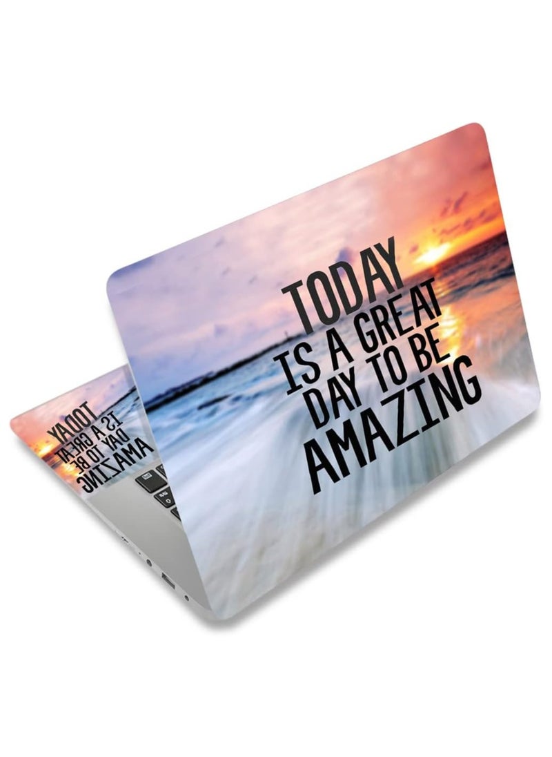 Today Idea - Laptop Skin Sticker,13.3 14 15 15.4 15.6 inch Laptop Skins,Universal Vinyl Decal,Dustproof Scratch Resistant Reusable Cover Protector with Free 2 Wrist Pads (Orange and Gray) - Image 1