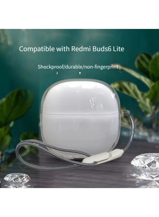 Transparent Case with Lanyard for Redmi Buds 6 Lite Shockproof Non Fingerprint Cover - Image 2