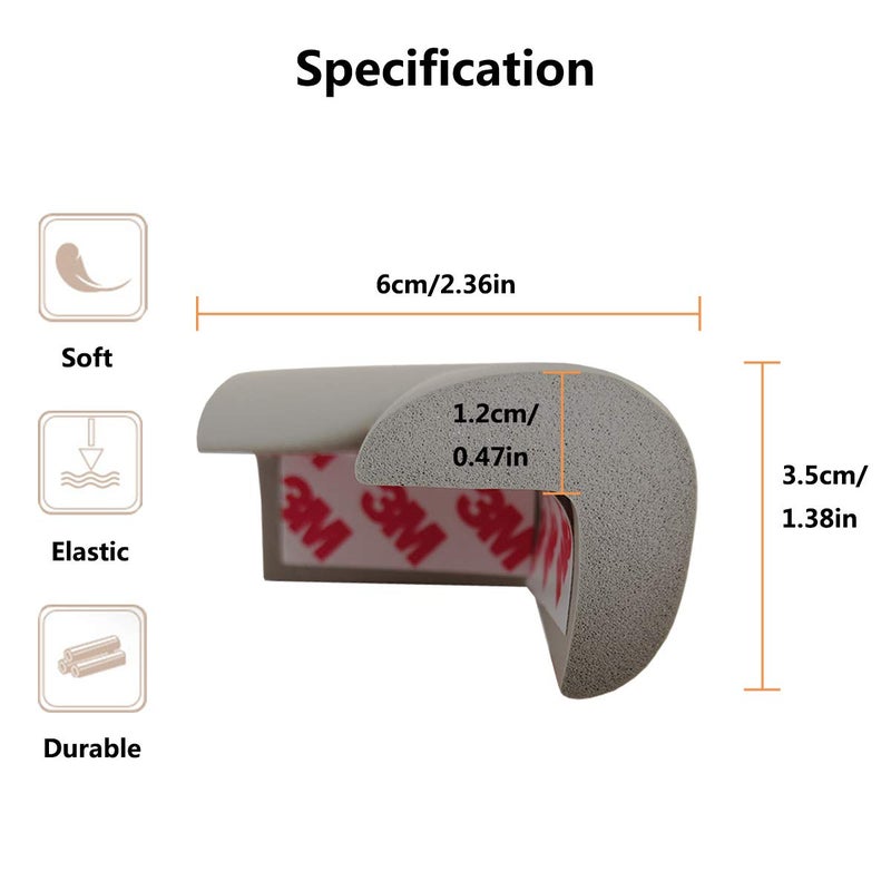 AnFun Corner Protector Baby Proof | Corner Guard Child Safety for Babies, Toddlers, Kids | Foam Corner Covers for Furniture, Table, Desk | 8 Pack (Grey) - Image 2