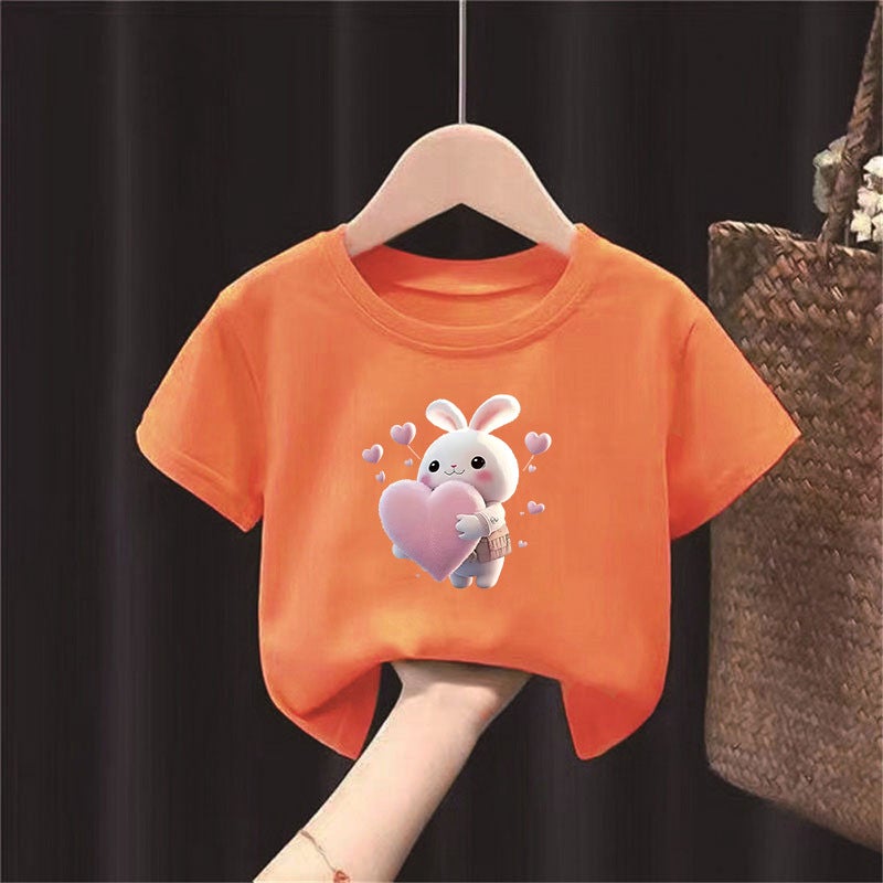 2174# Boys And Girls Short-Sleeved T-Shirt Cotton Children'S Crewneck Stylish All-Match Middle And Large Children'S Half-Sleeved Summer Dress - Image 1