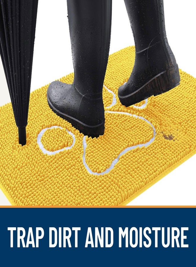 OLANLY Dog Door Mat for Muddy Paws 30x20, Paw Print Design, Absorbs Moisture and Dirt, Absorbent Non-Slip Washable Doormat, Quick Dry Chenille Mud Mat for Dogs, Entry Indoor Entryway Carpet, Yellow - Image 2