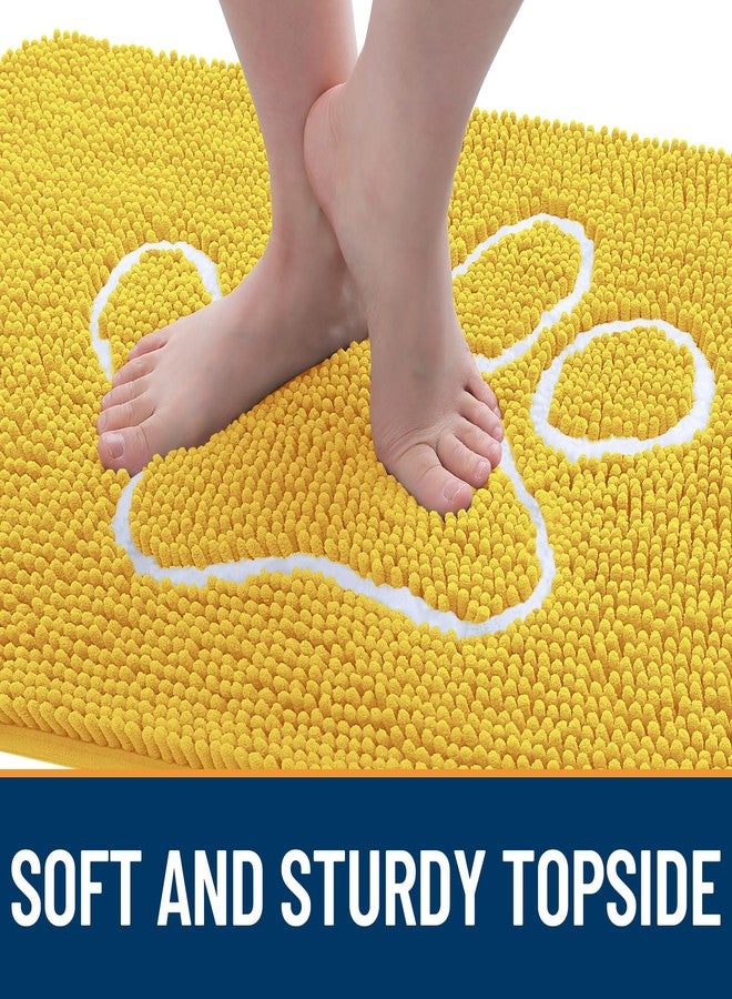 OLANLY Dog Door Mat for Muddy Paws 30x20, Paw Print Design, Absorbs Moisture and Dirt, Absorbent Non-Slip Washable Doormat, Quick Dry Chenille Mud Mat for Dogs, Entry Indoor Entryway Carpet, Yellow - Image 4
