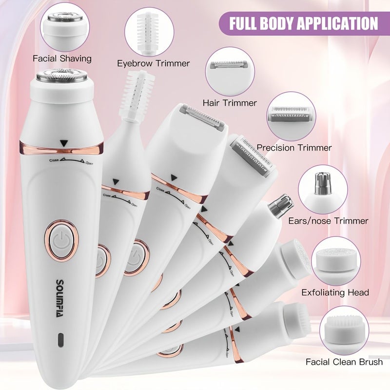 Pink Color Women's 7-in-1 Electric Depilator Shaver Eyebrow Waxing Set - Image 2