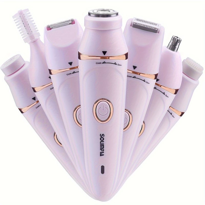 Pink Color Women's 7-in-1 Electric Depilator Shaver Eyebrow Waxing Set - Image 5