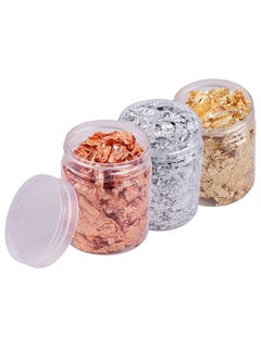 Gold Flakes for Resin, 3 Bottles Metallic Foil Flakes 5g per