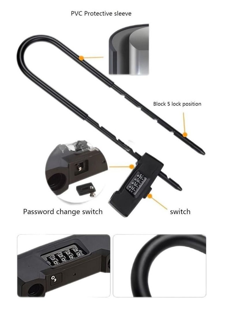 Cool Baby COOLBABY U lock Combination Lock Made Of All Steel Packaging Adhesive Design Anti Corrosion Wear Resistant Black  - Image 3