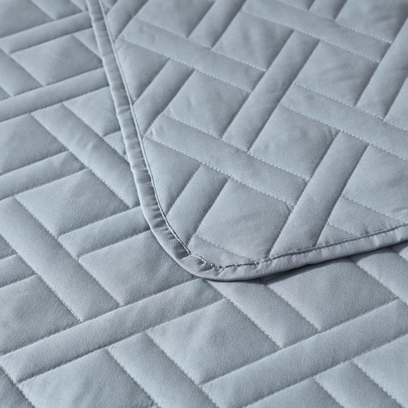 Cleva Queen Size Quilt Set, Quarry Bedspreads, Ultra Soft Lightweight Coverlet, Modern Diamond Pattern, 3 Piece Set (1 Quilt, 2 Pillow Shams) - Image 5