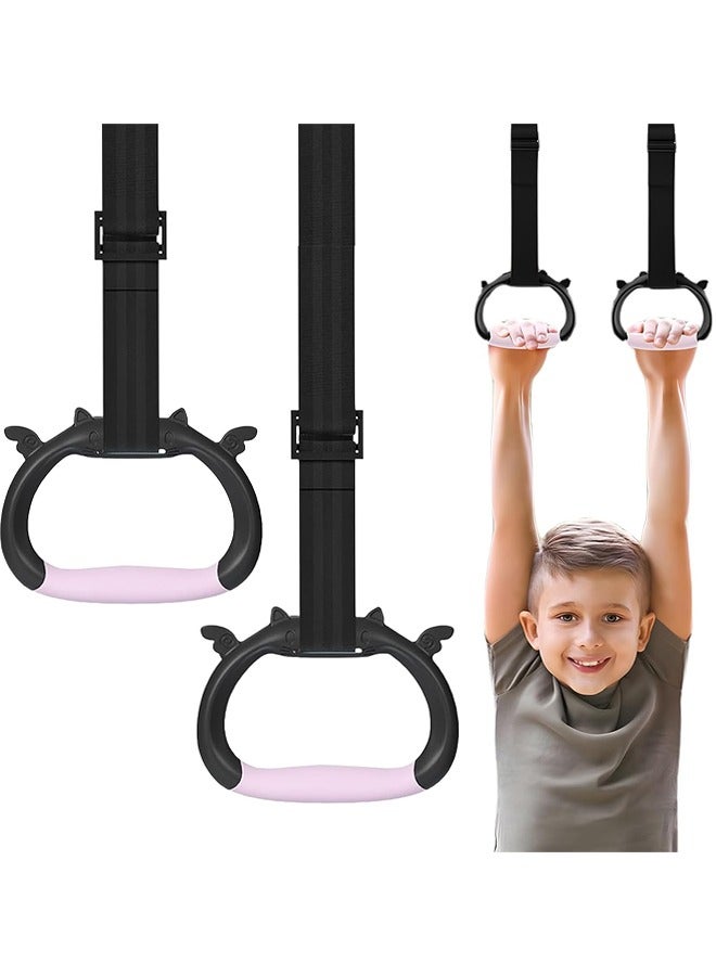 Gymnastics Rings, Children's Exercise Pull up Rings with Adjustable Strap, Strength Kids Training Rings, Indoor Pulling Rings for Physical Training - Image 1