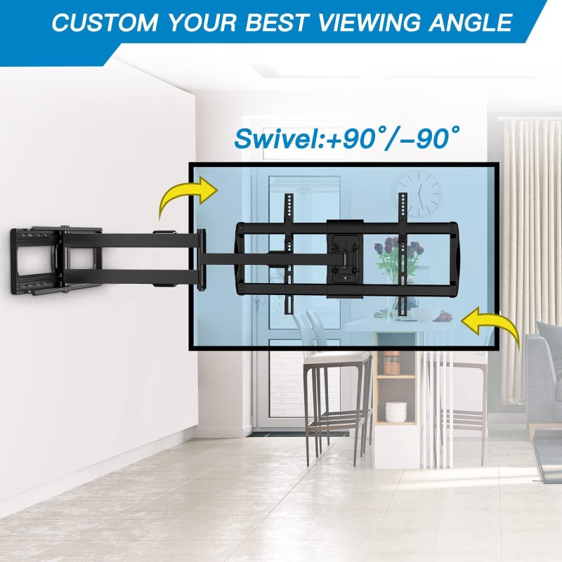 PERLESMITH Long Arm TV Wall Mount for 42-90 inch TVs, Full Motion TV Mount with 42.72 inch Extension Articulating Arm Swivel and Tilt, Max VESA 800x400mm, Holds up to 150 lbs, 16â€,18â€, 24â€ Studs - Image 5