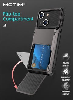 Motim Wallet Case for iPhone 14/14 Plus with Credit Card Holder, Airbag Top Grade Protective Heavy Duty Phone Protective Case, Shockproof Cover with Hidden Card Slot  - Image 5
