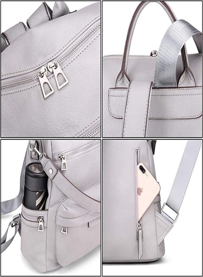 TrueArch Medium 25L Backpack Purse for Women Convertible Travel Vintage PU Leather Shoulder Backpack Ladies Bags (Grey) - Image 4