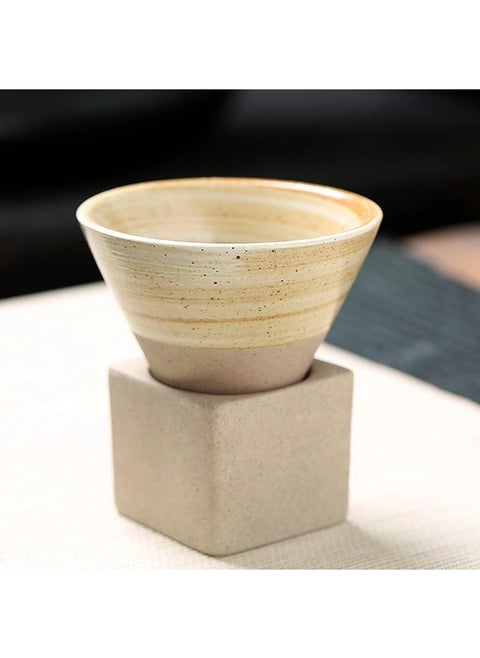 Ceramic Coarse Pottery Coffee Mug with Base,Creative Triangular Cone Funnel Shape Porcelain Coffee Cup,Ceramic Tea Cup Mug for Coffee Milk Tea Latte Yogurt