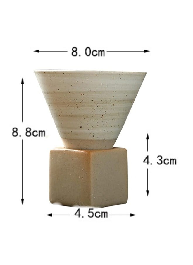 ShebSheb - Ceramic Coarse Pottery Coffee Mug with Base,Creative Triangular Cone Funnel Shape Porcelain Coffee Cup,Ceramic Tea Cup Mug for Coffee Milk Tea Latte Yogurt - Image 1