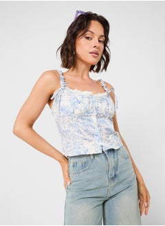 Ginger Strappy Corset Style Top With Bow Details  - Image 1