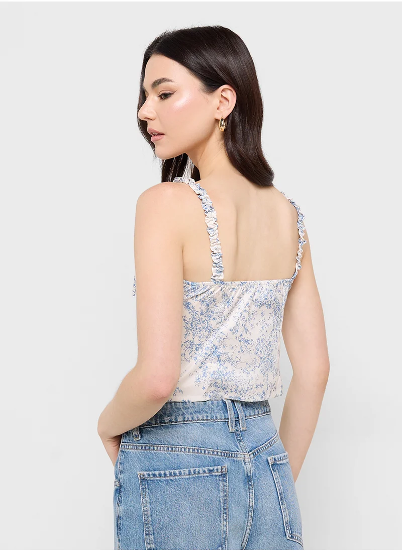 جينجر Strappy Corset Style Top With Bow Details
