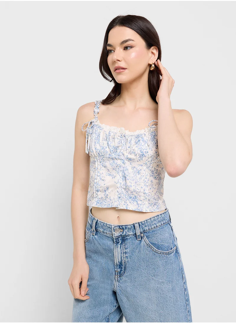 جينجر Strappy Corset Style Top With Bow Details