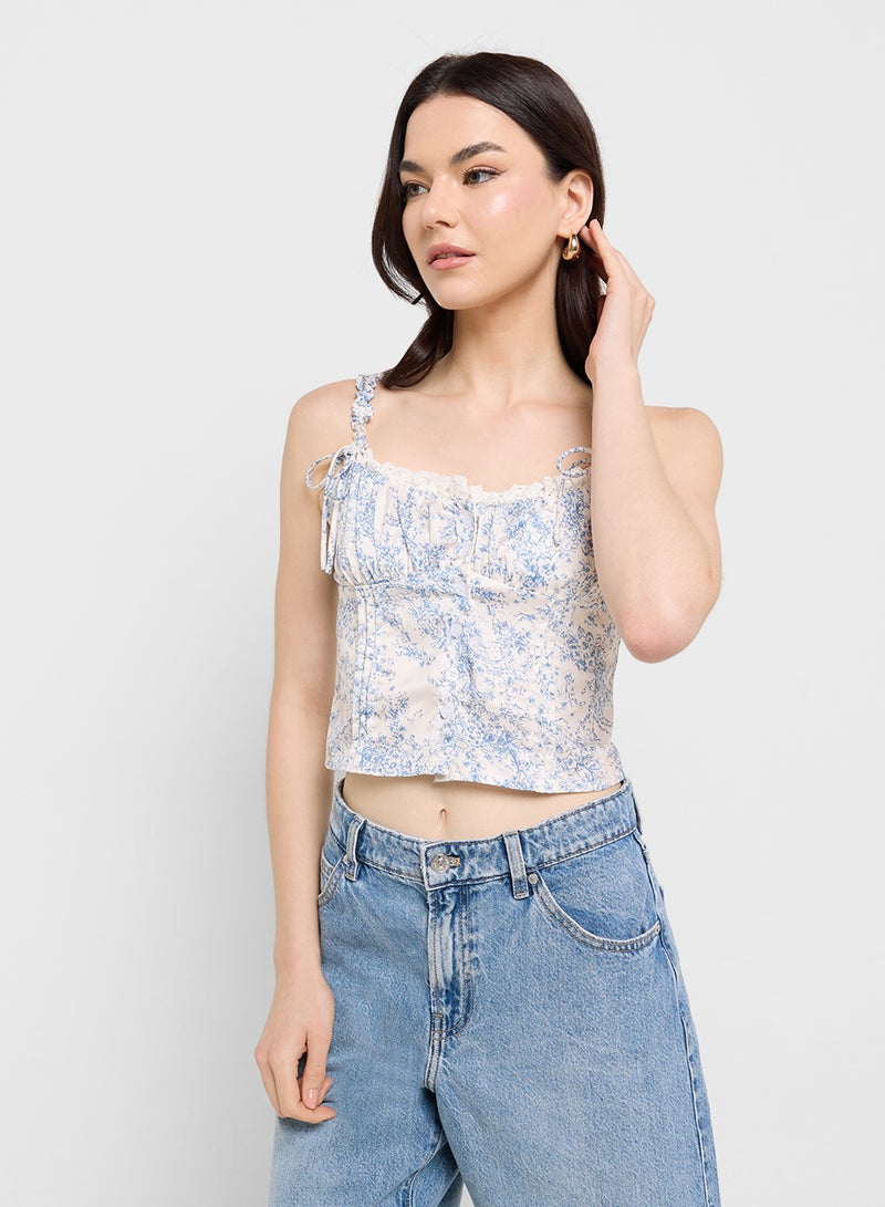 Ginger Strappy Corset Style Top With Bow Details - Image 1