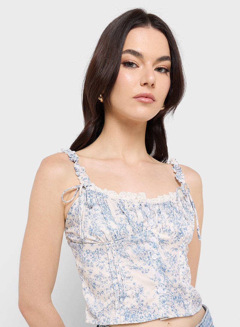 Ginger Strappy Corset Style Top With Bow Details - Image 3