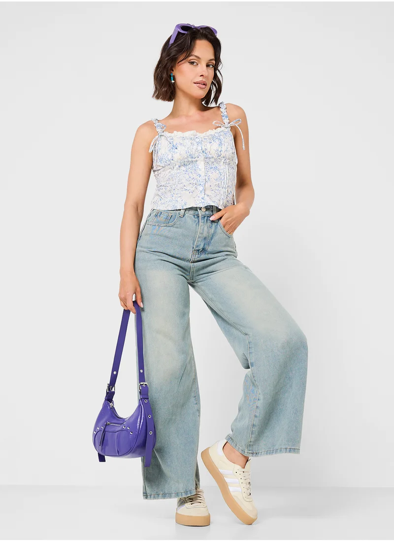 Ginger Strappy Corset Style Top With Bow Details