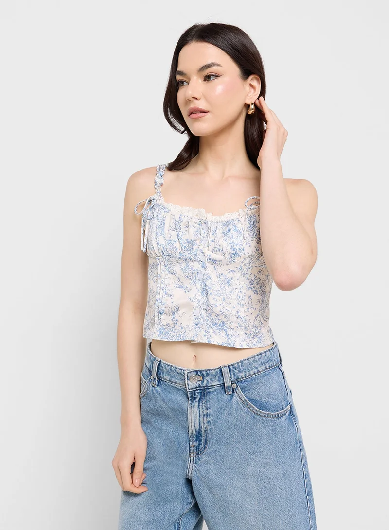 Ginger Strappy Corset Style Top With Bow Details