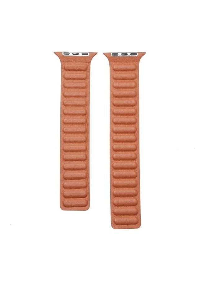 NIBEMINENT - Loop Leather Watchband For Apple Watch Series 7/6/SE/5/4/3/2/1 42/44/45mm Saddle Brown - Image 1