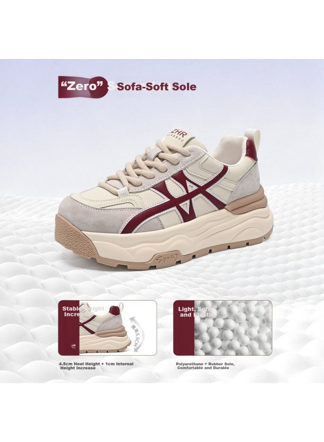 Zhr Thick Sole Dad Sneakers Women  Spring New Versatile Retro Sports Running Shoes R126l Brown Size 38 - Image 4