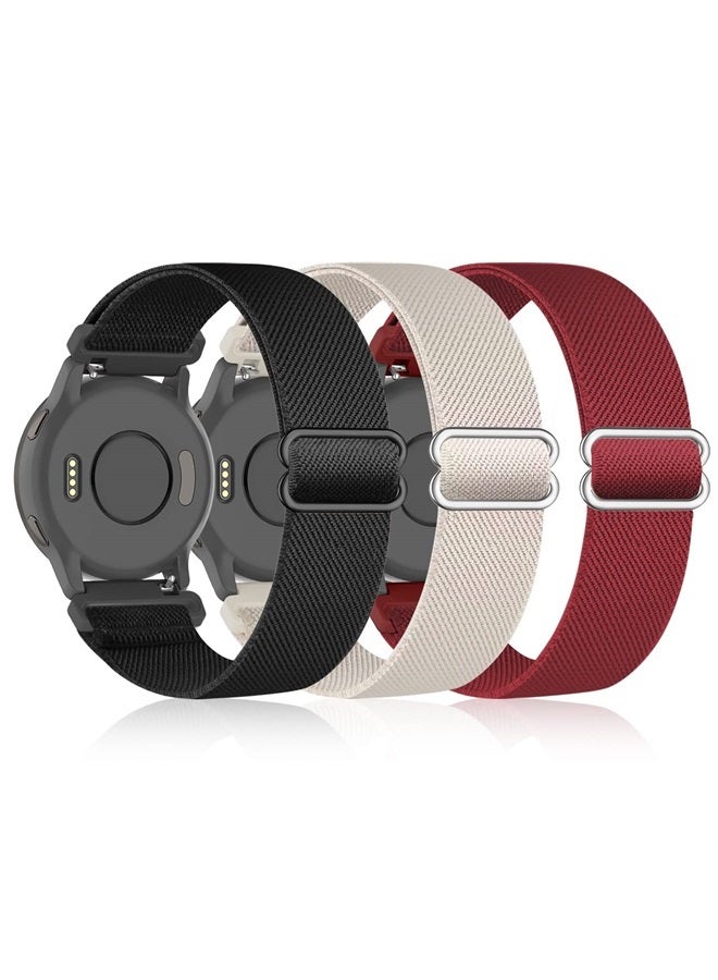 Bolesi حزمة 3 من أحزمة الساعة النايلون المرنة 18 مم لجهاز Garmin Venu 2S / Vivoactive 4S / Vivoactive 3S، حزام رياضي ناعم مع إطلاق سريع، حزام مرن للمعصم للرجال والنساء - Image 1