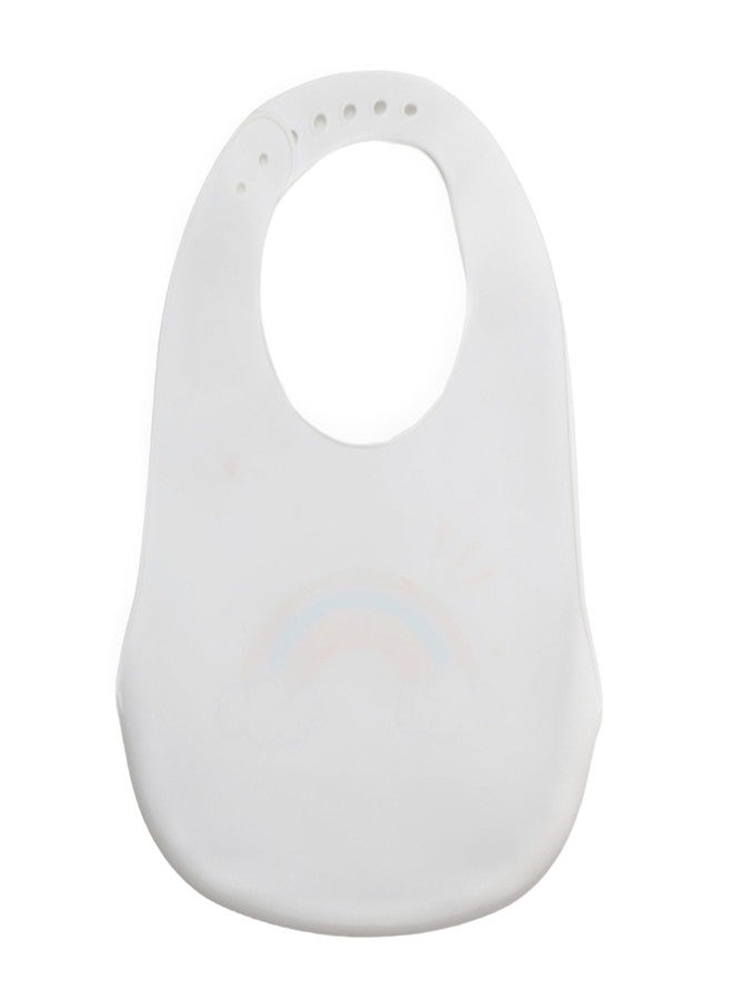 Yellow Bee Silicone Rainbow Print Bib with Crumb Catcher and Adjustable Closure for Girls, White, 6-36 Months - Image 3
