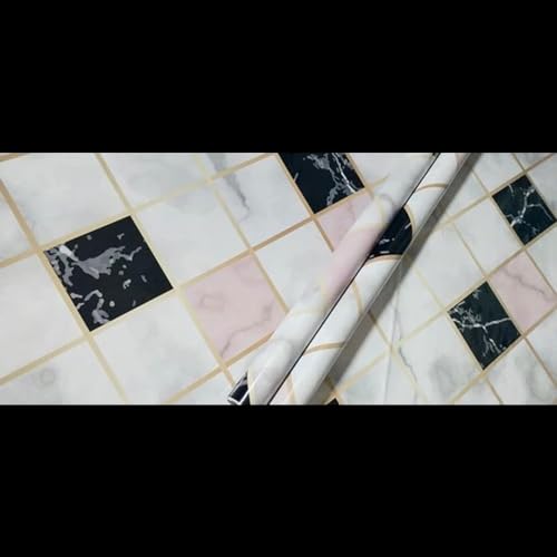 wall love Marble OilProof & Waterproof self-Adhesive Sheet Stickers Big Countertop Cabinet Furniture puja Room Kitchen,Home Sticker Wallpaper 60 x 200cm (Pink Black Block Wallpaper) - Image 5