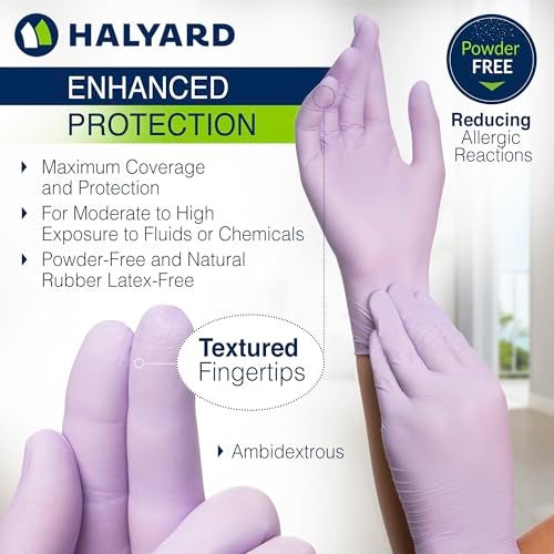 HALYARD LAVENDER NITRILE Exam Gloves, Powder-Free, Non-Sterile, 3.1 mil, 9.5 Inches, Lavender, Medium, 52818 (Box of 250) - Image 2