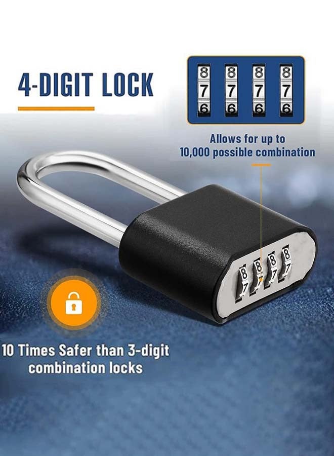 Combination Padlock - 4 Digit Code Padlock Heavy Duty Lock with Hardened Steel Shackle, Weatherproof Outdoor Pad Lock for Gym Locker, Hasp Storage, Shed, Fence, Gate (Black) - Image 3
