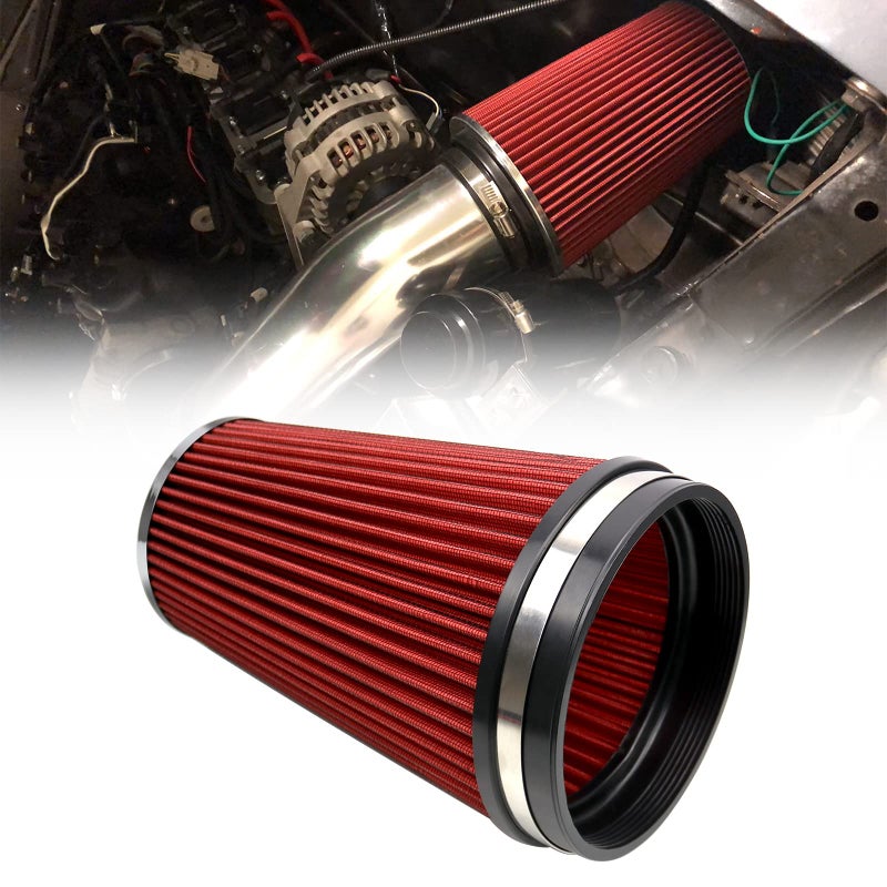 RYANSTAR RACING 152mm 6 High Flow Round Tapered Cone ClosedTop Washable ClampOn Dry Air Filter Long 265mm Tall