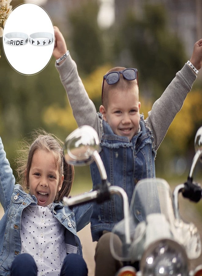 Mtlee 30 Pieces Dirt Bike Party Favors Rubber Bracelets Motocross Silicone Wristbands for Boys Birthday Motocross Game Party Supplies Presents Classroom Prizes Goodie Bag Stuffers, Orange Black White - Image 4