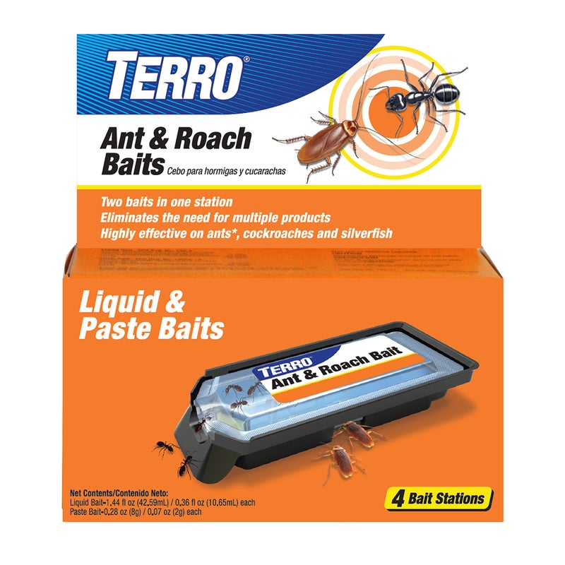 TERRO Ant & Roach Bait - Indoor Ant Killer and Roach Killer - 4 Bait Stations - Attracts and Kills Ants, Roaches, and Silverfish - T360 - Image 1