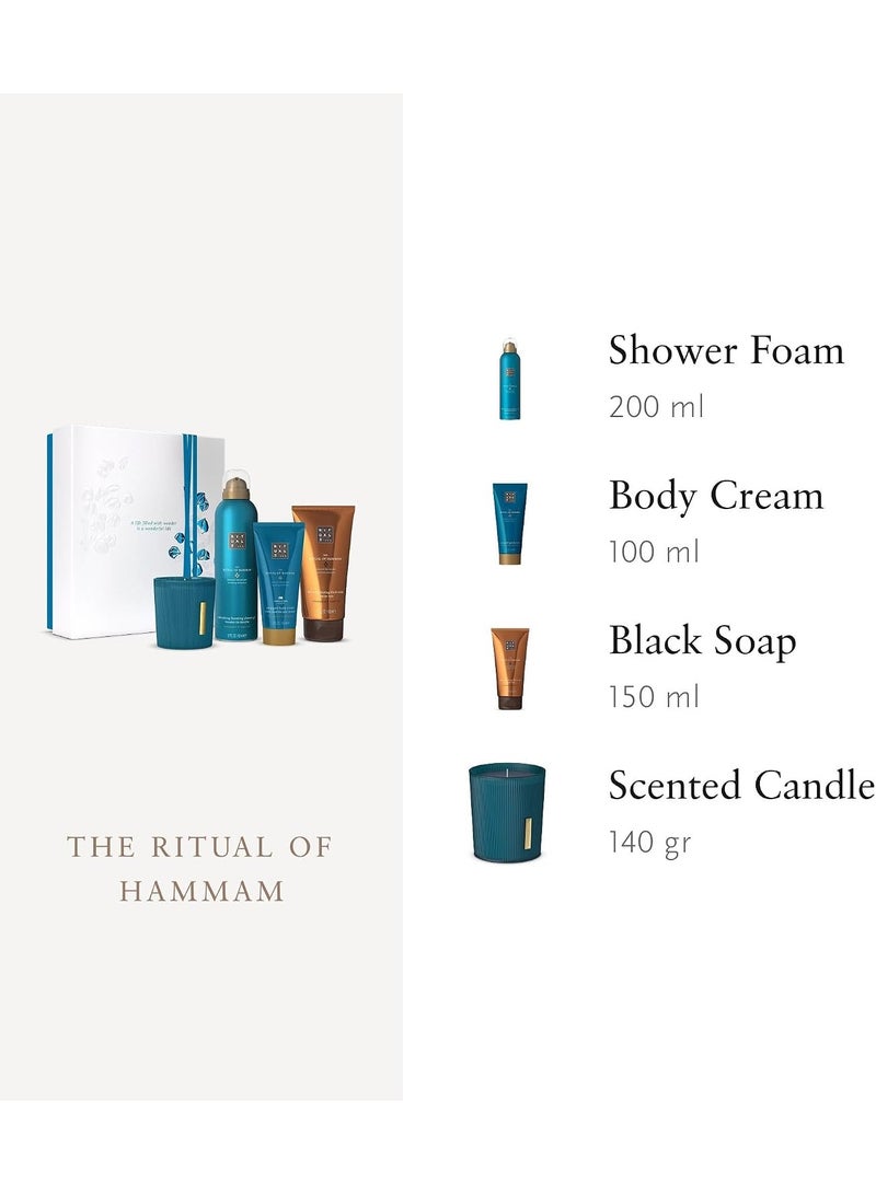 RITUALS Hammam Medium Gift Set, 4-Piece Bath & Body Bundle – Eucalyptus & Argan Oil Foaming Shower Gel, Body Cream, Scented Candle & Hand Care Essentials, Spa Gift Set for Women and Men - Image 4