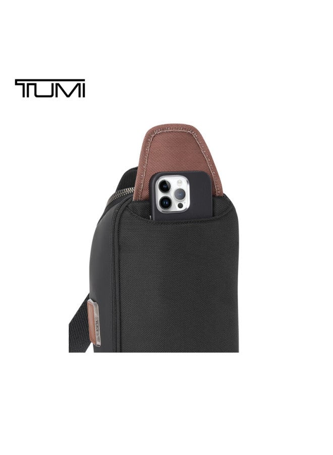 Tumi Alpha Bravo Men's Waist Pack Chest Bag, Business Travel Versatile Simple Black Obsidian Color